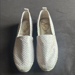 Sam Edelman Cream Espadrille Slip-Ons with Woven Texture